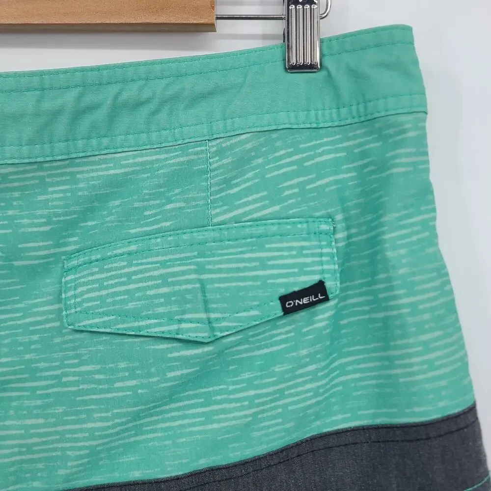 Oneill Cruzers Board Shorts Green Tropical Swim Trunks Surf Beach Resort Size 34